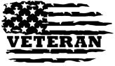 Black and White United States Flag with the word Veteran replacing one two of the stripes